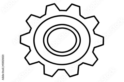 Isolated vector illustration of a metallic gear icon, symbolizing technology, industry, and engineering mechanisms