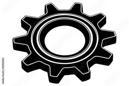 Vector illustration of a mechanical gear cogwheel icon, symbolizing industry and technology