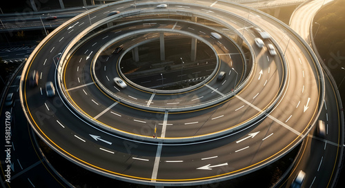 Elevated Highway Interchange Shows Modern Transportation Engineering Marvel