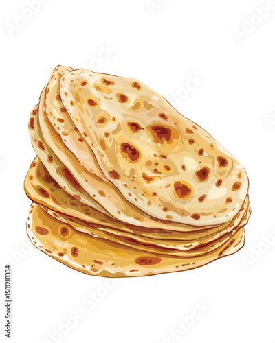 Pile of Freshly Baked Flatbreads A Stack of Delicious Homemade Tortillas