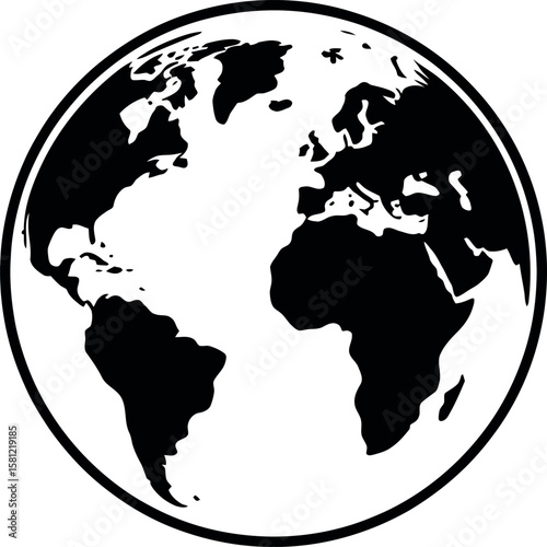 World Globe Earth Sphere Global Representation Continental Landmasses Geographic Icon Planetary Model International Symbol Global Connectivity Cartography Earth Illustration