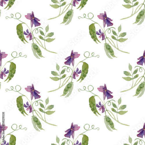 Watercolor seamless pattern flowers abstract.
