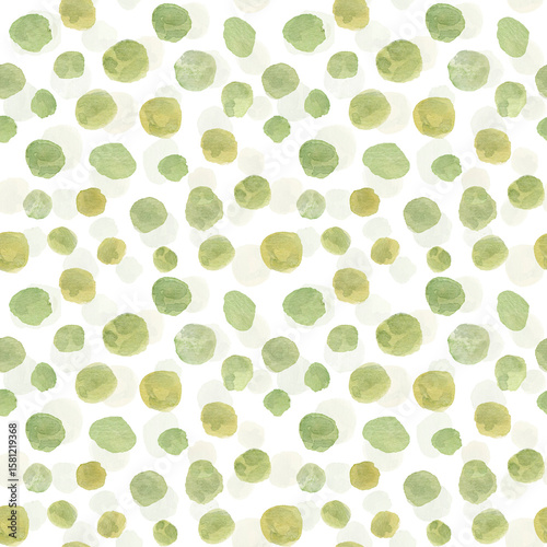 Green watercolor seamless pattern stones abstract.