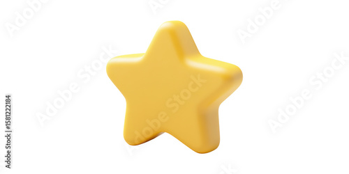 Yellow 3D Star Icon. Symbol Of Achievement And Excellence In Digital Design Isolated On Transparent Background