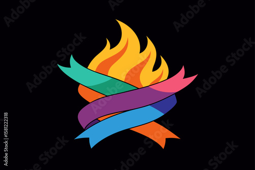 Burning fiery bird vector illustration with orange, red, and yellow flames for a hot, flaming design symbol
