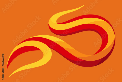 Abstract orange swirl pattern with light wave lines, a colorful vector art background illustration