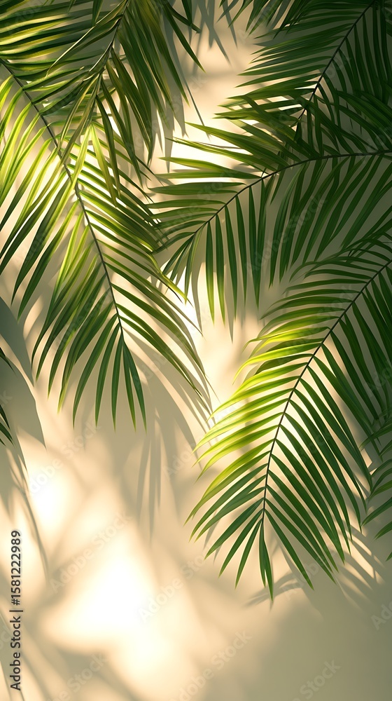 Naklejka premium Palm Leaf Shadow Overlay Effect