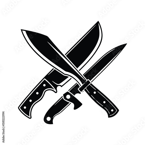 vector set of kitchen utensils and knife
