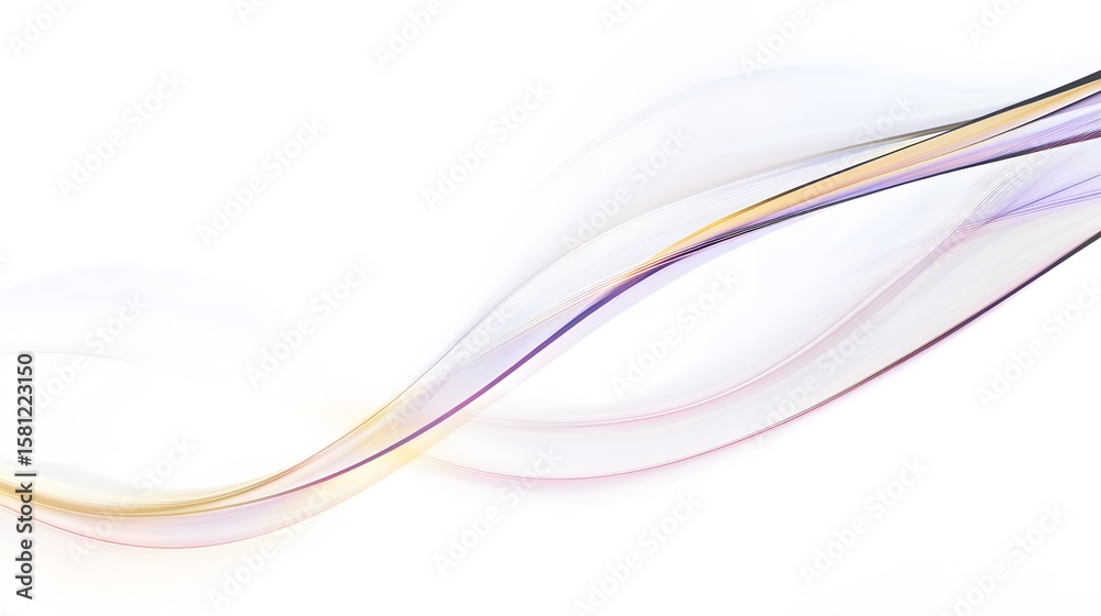 Fototapeta premium Smooth curved light trails glide gently across a white background, enhanced by soft, subtle shadows.