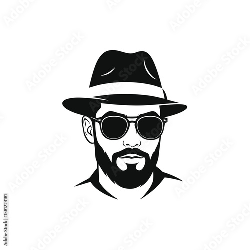 man with hat and sunglasses logo