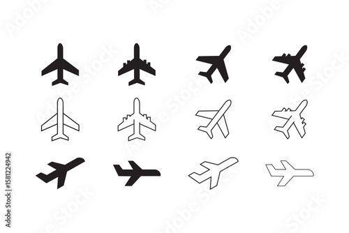Plane icon set. Flight transport symbol. Airplane icon. Plane symbol. Air plane vector illustration. Vector EPS 10