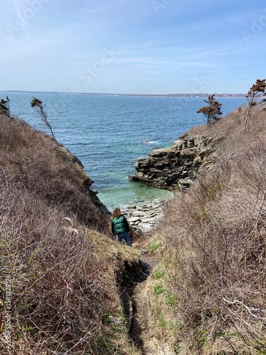 Exploring Along Rhode Island Rocky Cliffs