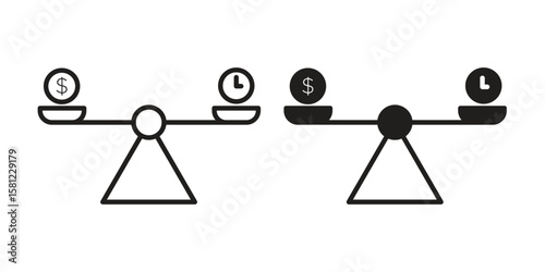 Time and money compare scale icon. Sign design vectors pack