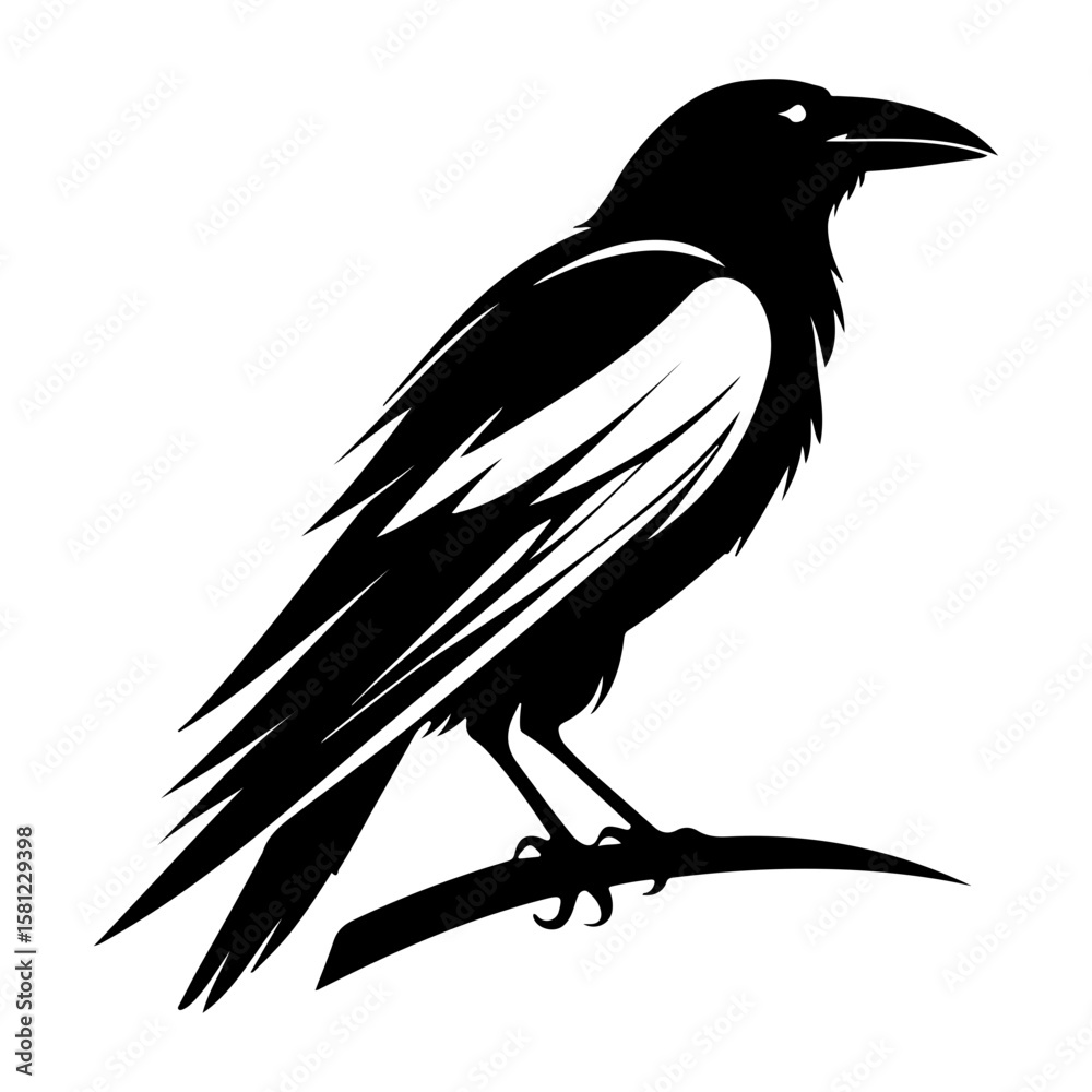 Fototapeta premium Stylized Raven Crow Bird Vector Illustration
