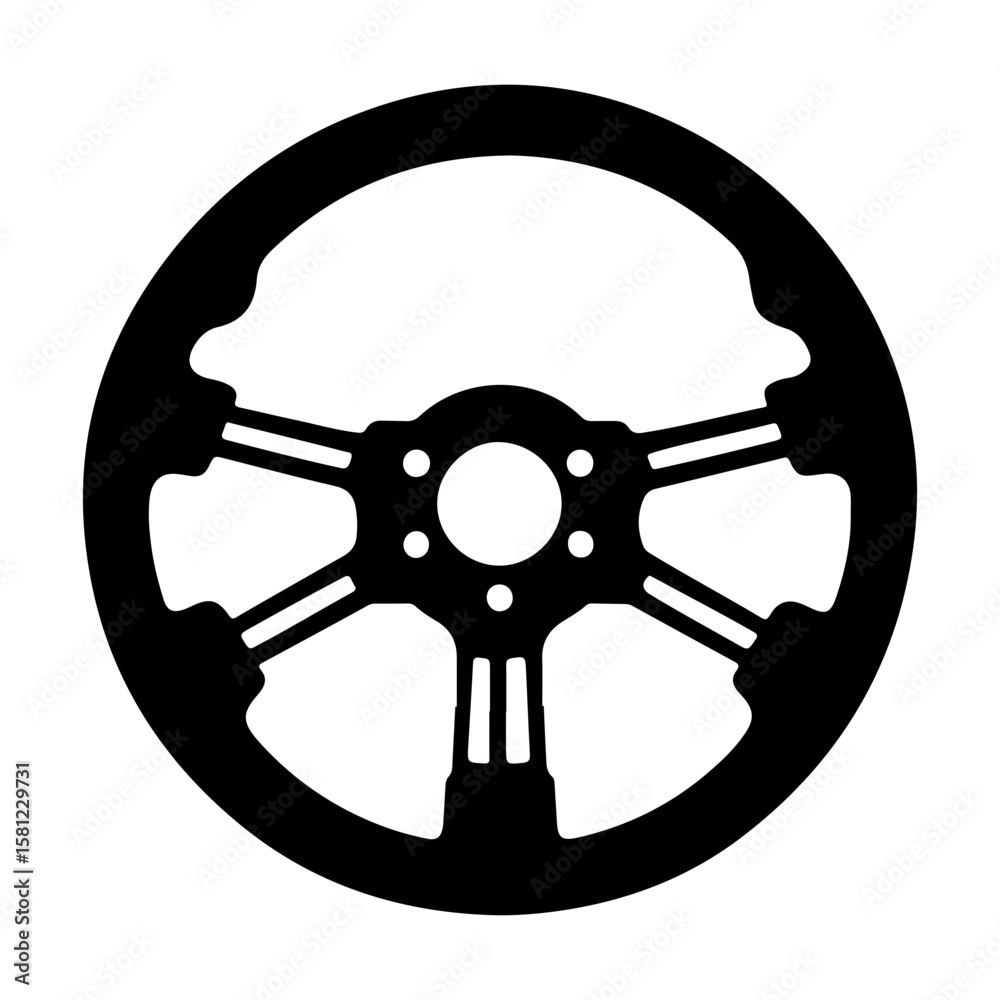 Obraz premium Racing Steering Wheel Sport Silhouette Vector