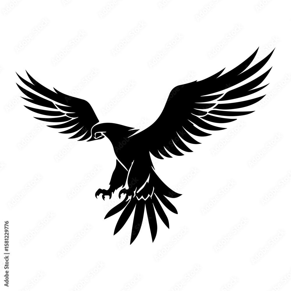 Fototapeta premium Majestic Flying Eagle Silhouette Vector Art