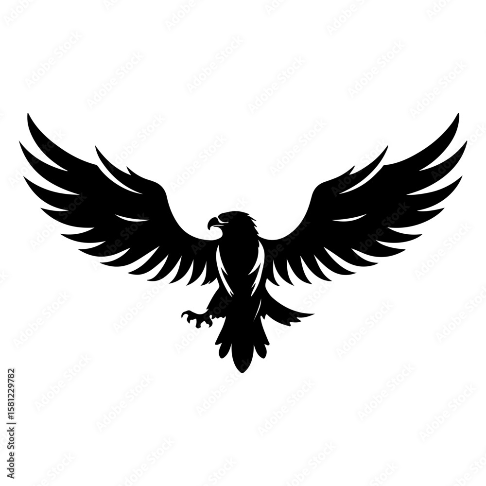 Obraz premium Majestic Flying Eagle Silhouette Vector Art