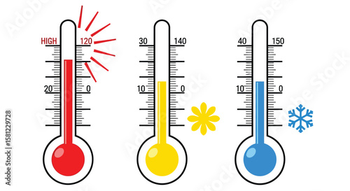 Thermometer temperature hot cold weather scale measurement degree celsius fahrenheit indicator 