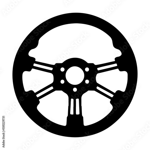 Racing Steering Wheel Sport Silhouette Vector