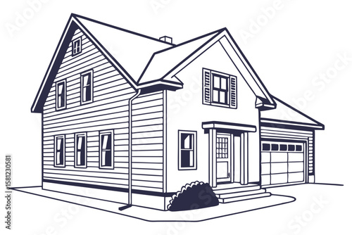Modern Single-Family Home Exterior with Garage Design