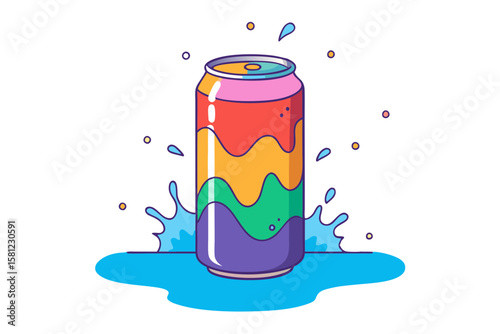Fizzy Soda Can Splash Explosion Effect Vector Art