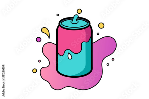 Soda Can Burst with Water Splash on White Background