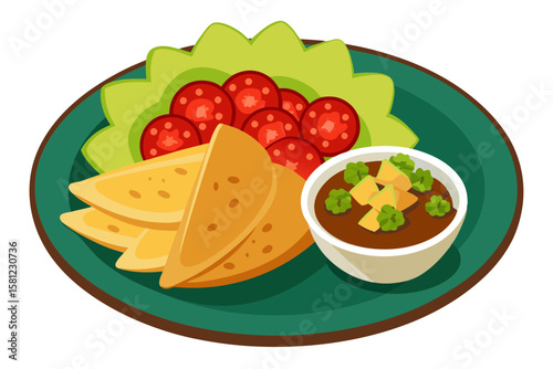 Delicious Mexican Meal with Traditional Sides on Vector