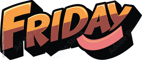 Fun orange friday text graphic isolated on white background