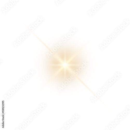 Shine glowing star. Golden Spark isolated