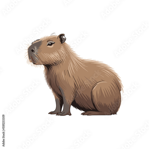 cartoon capybara sitting calmly