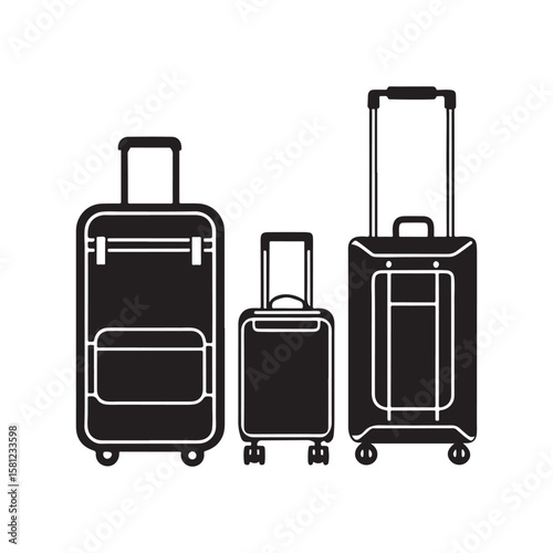 Collection of four silhouette luggage types including a duffel bag