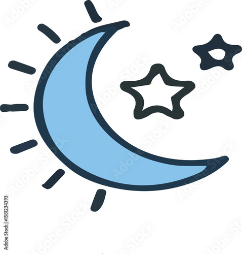 moon with stars editable stroke outline icons 
