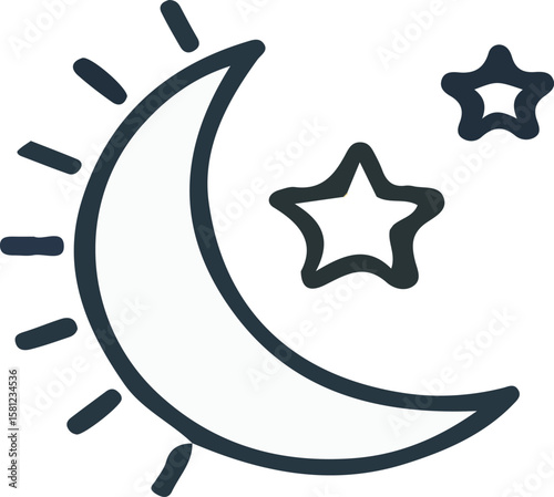moon with stars editable stroke outline icons 
