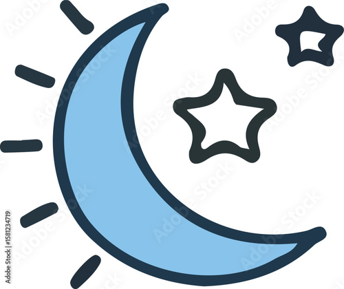 moon with stars editable stroke outline icons 
