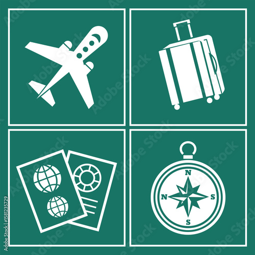 Travel Icon Set – Minimalist Vector Symbols for Tourism and Adventure