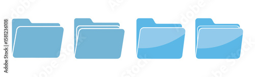 Blue folders icon vector illustration for file management and data organization in computer systems
