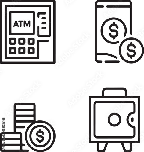 Atm machine phone money coins safe deposit box banking cash