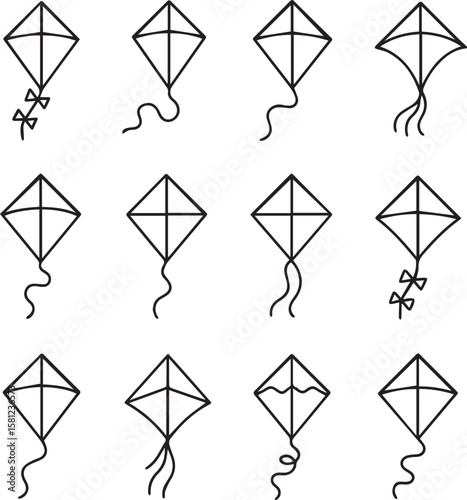 Kite line icon vector on a white background
