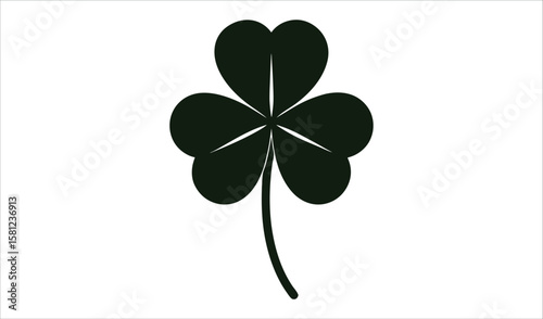 Simple dark green shamrock symbol on a clean white background