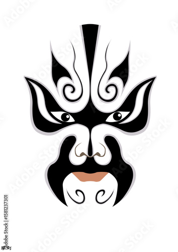 Chinese Peking Opera Mask Illustration, Traditional Beijing Opera Face Art, Cultural Vector Design