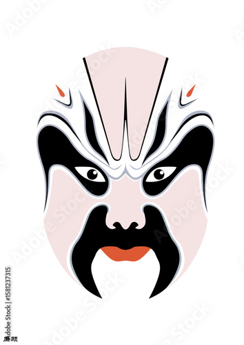 Chinese Peking Opera Mask Illustration, Traditional Beijing Opera Face Art, Cultural Vector Design