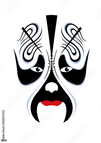 Chinese Peking Opera Mask Illustration, Traditional Beijing Opera Face Art, Cultural Vector Design
