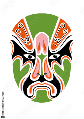 Chinese Peking Opera Mask Illustration, Traditional Beijing Opera Face Art, Cultural Vector Design