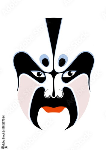 Chinese Peking Opera Mask Illustration, Traditional Beijing Opera Face Art, Cultural Vector Design