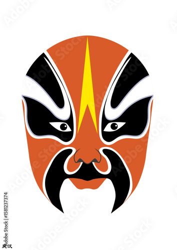 Chinese Peking Opera Mask Illustration, Traditional Beijing Opera Face Art, Cultural Vector Design