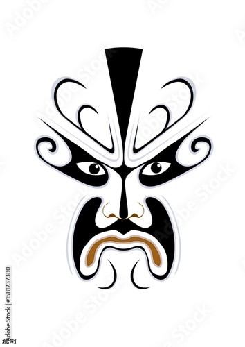 Chinese Peking Opera Mask Illustration, Traditional Beijing Opera Face Art, Cultural Vector Design
