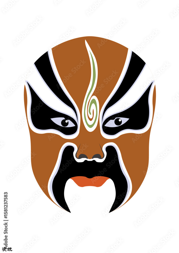 Obraz premium Chinese Peking Opera Mask Illustration, Traditional Beijing Opera Face Art, Cultural Vector Design