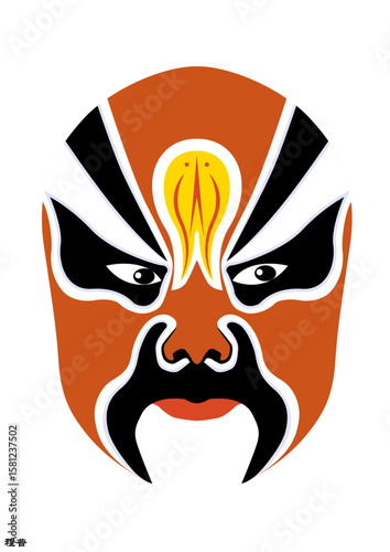 Chinese Peking Opera Mask Illustration, Traditional Beijing Opera Face Art, Cultural Vector Design