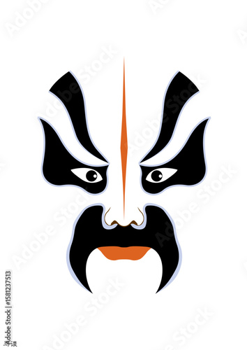 Chinese Peking Opera Mask Illustration, Traditional Beijing Opera Face Art, Cultural Vector Design