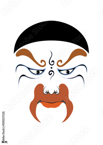 Chinese Peking Opera Mask Illustration, Traditional Beijing Opera Face Art, Cultural Vector Design